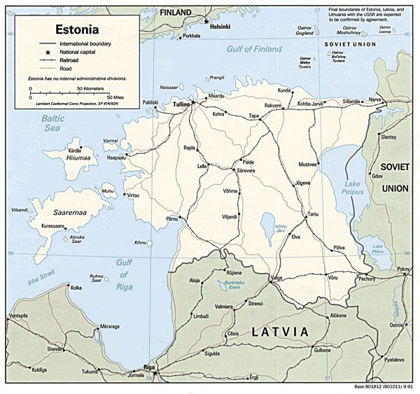 Road map of Estonia. Estonia road map.