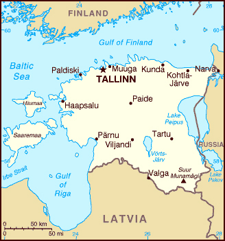 Small map of Estonia. Estonia small map.