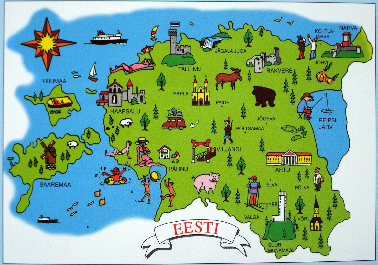 Tourist Illustrated Map Of Estonia 