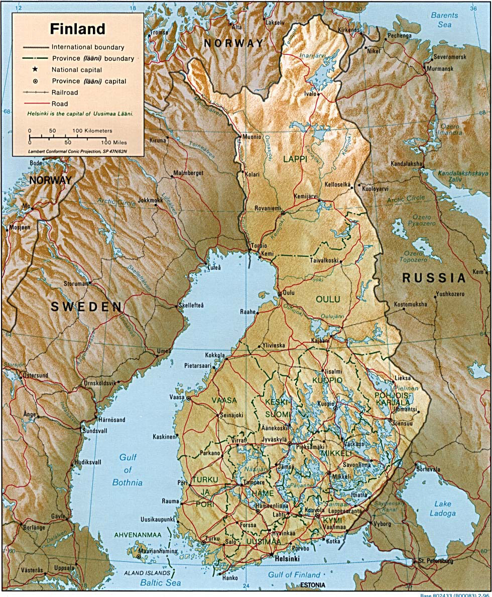 Detailed Administrative And Road Map Of Finland Finland Detailed 