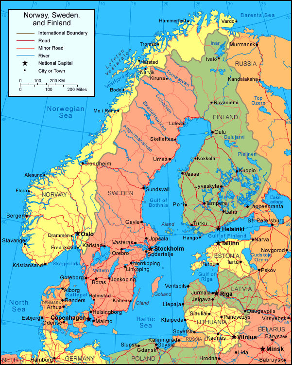 Detailed political map of Finland. Finland detailed political map.
