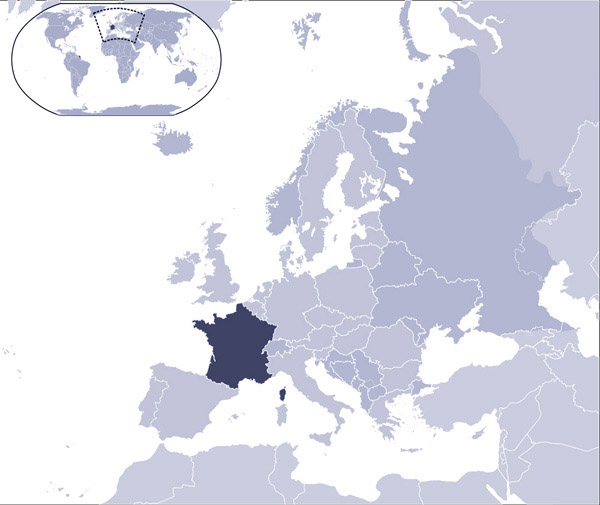 Large detailed location map of France. France large detailed location map.