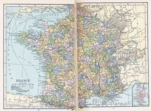 Large detailed old political and administrative map of France - 1921.