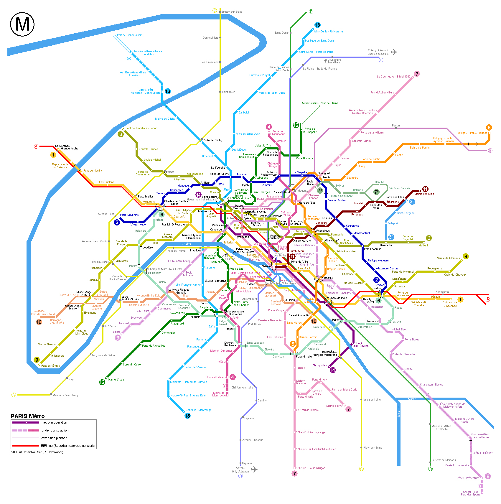 Detailed Metro System Map Of Paris City Maps Of All