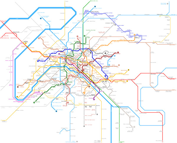 Full large detailed metro map of Paris city.Paris city full large detailed metro map.