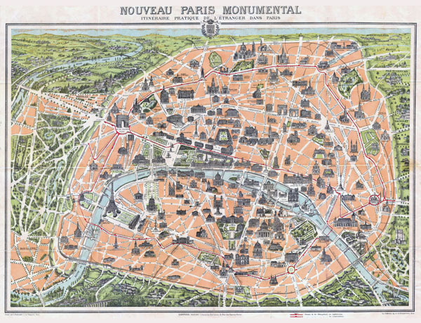 Large scale old map of Paris city - 1900.