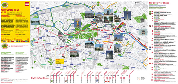 Large detailed city circle tour map of Berlin city.