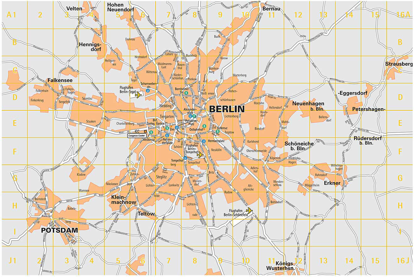 Large detailed map of Berlin city. Berlin city large detailed map Maps of all