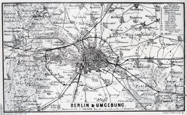 Large detailed old map of Berlin city area - 1885.