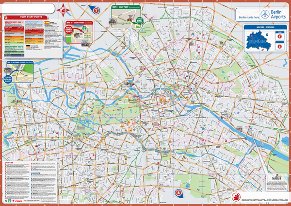 Large detailed top tourist attractions map of Berlin city.