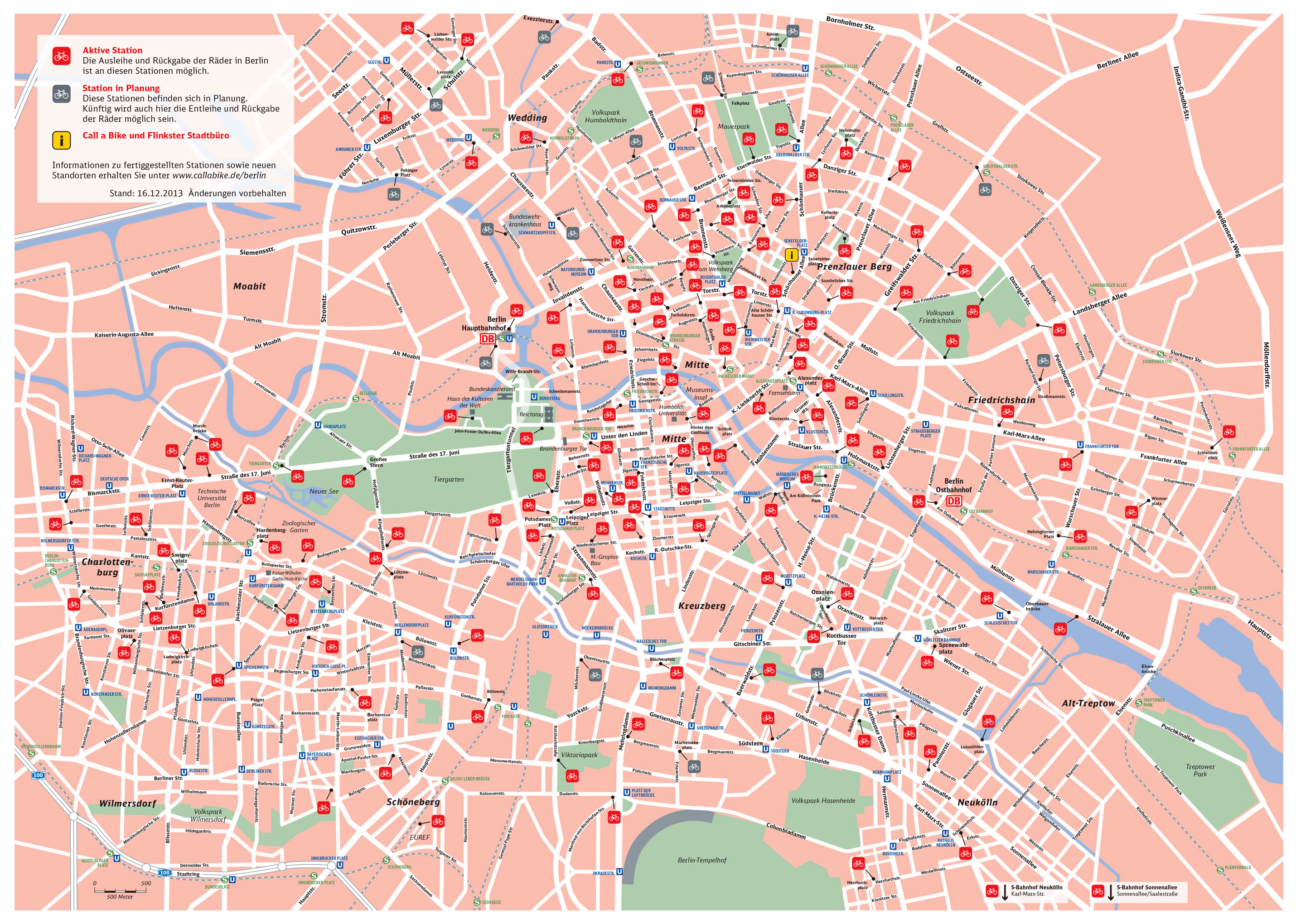 Large scale bike stations map of Berlin city. Berlin city