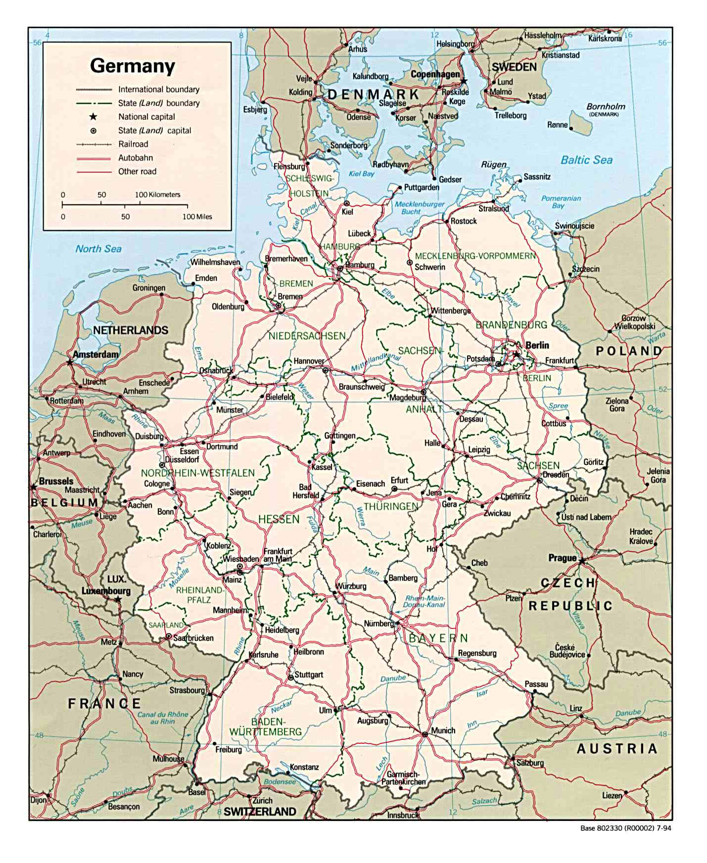 Detailed administrative and road map of Germany. Germany detailed