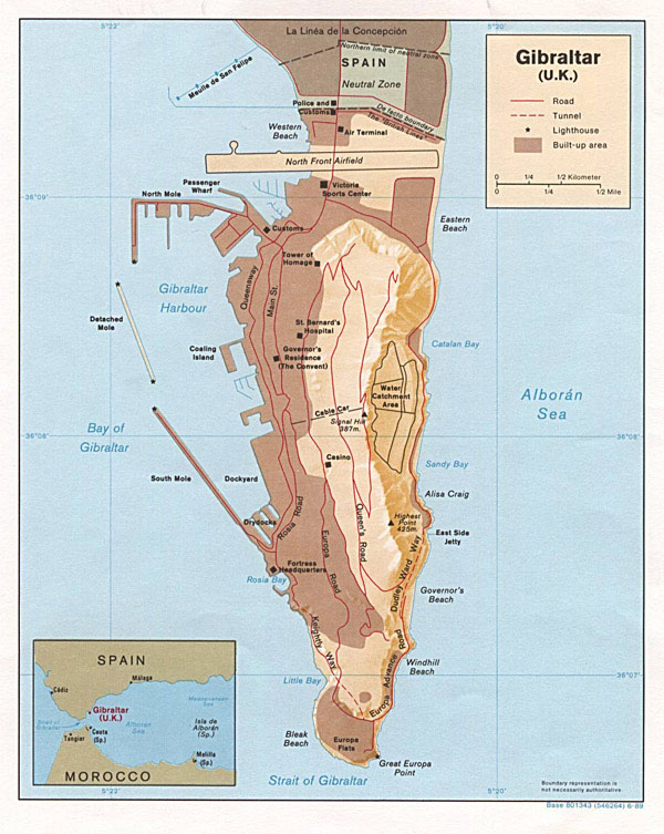 Detailed map of Gibraltar. Gibraltar detailed map.