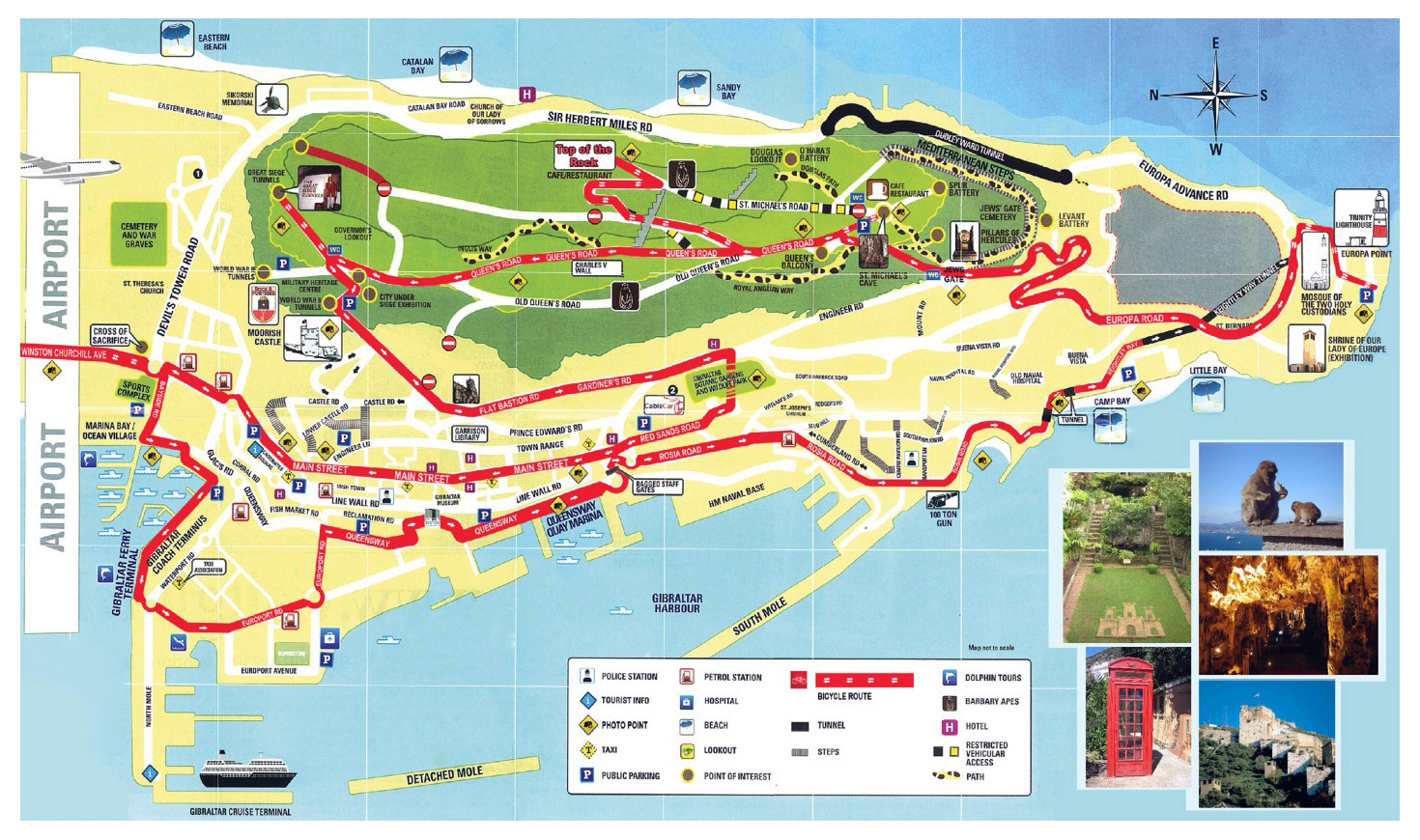 Detailed tourist map of Gibraltar. Gibraltar detailed tourist map