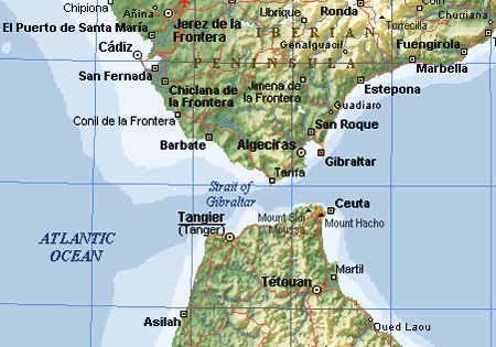 Topographical map of Gibraltar. Gibraltar topographical map.