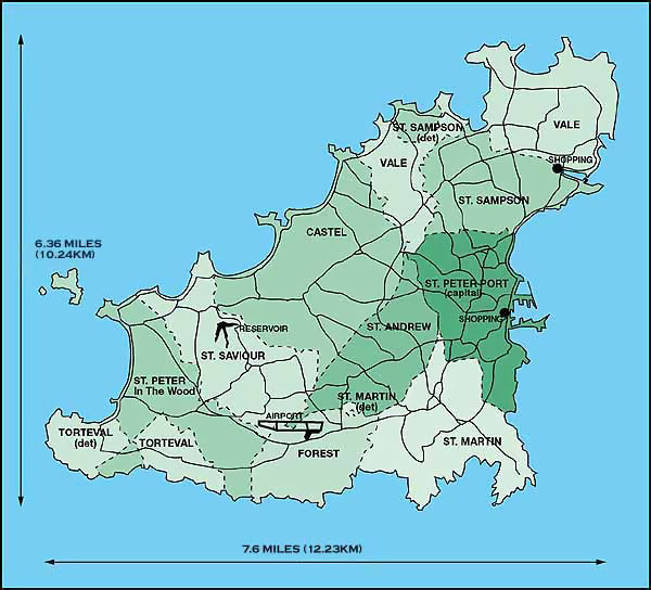 Administrative map of Guernsey. Guernsey administrative map.