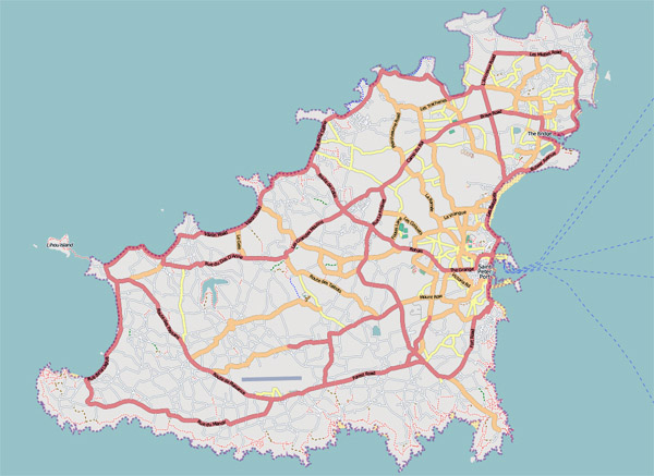 Road map of Guernsey. Guernsey road map.