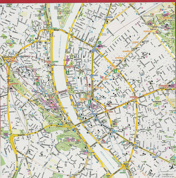 Detailed street map of Budapest city center. Budapest city center detailed street map.