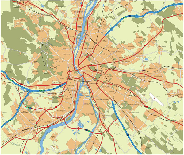Large detailed map of Budapest city. Budapest city large detailed map.