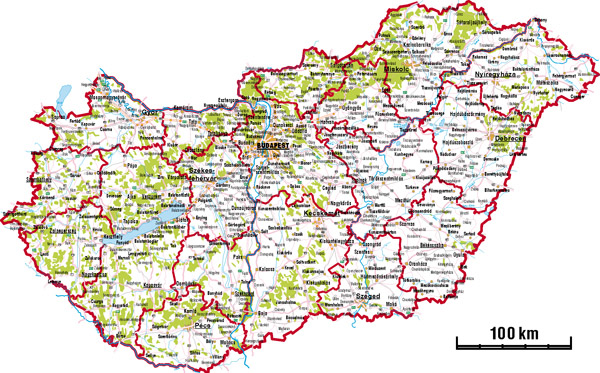 Detailed road map of Hungary. Hungary detailed road map.