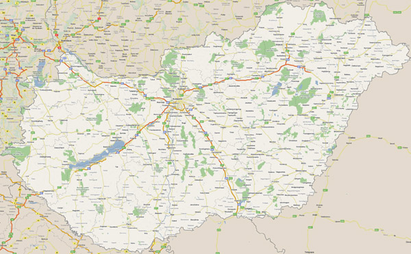 Large road map of Hungary with all cities.