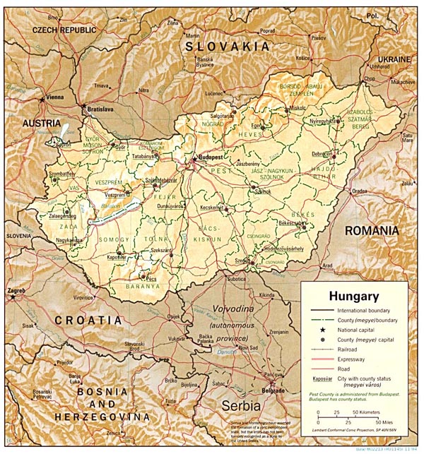 Relief map of Hungary. Hungary relief map.