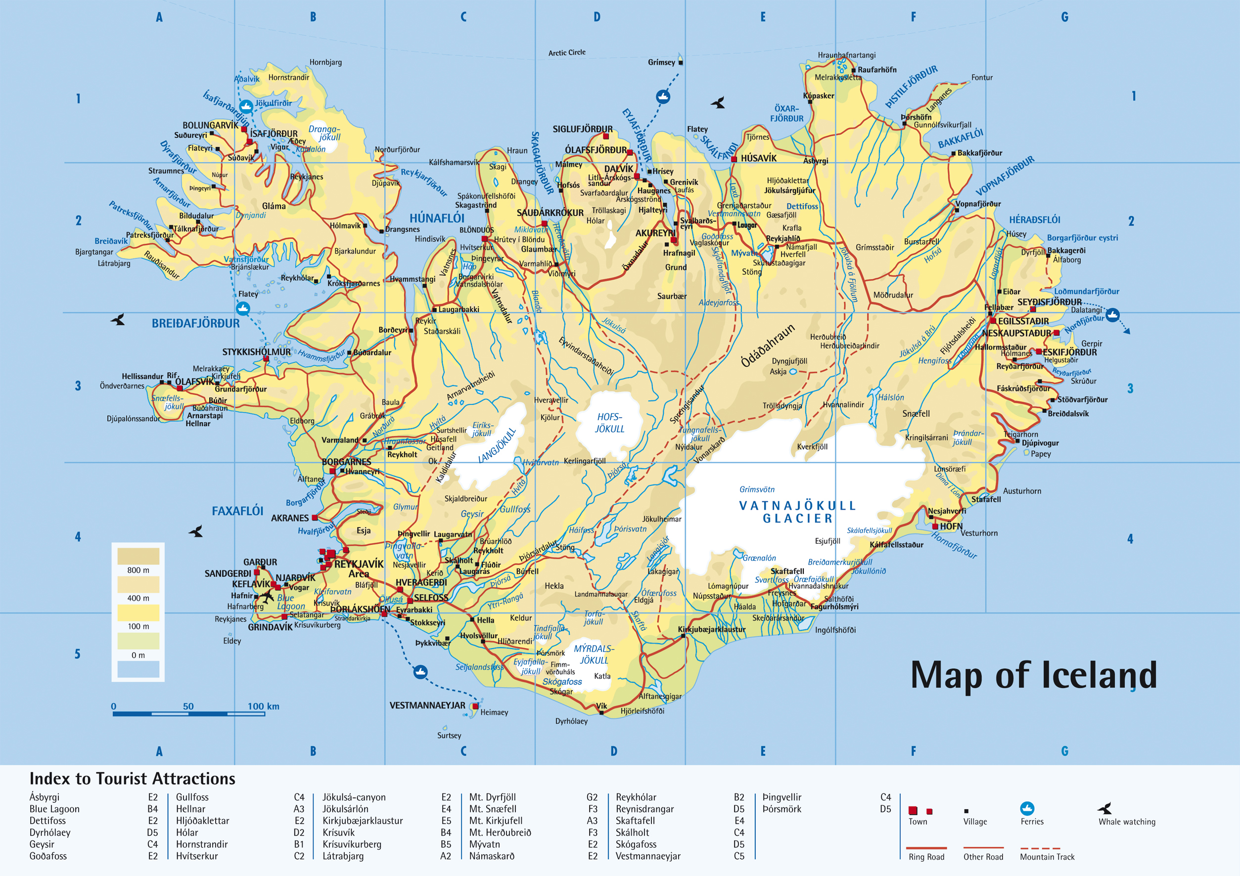 Detailed road map of Iceland. Iceand detailed road map | Vidiani.com