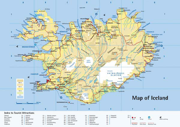 Detailed road map of Iceland. Iceand detailed road map.