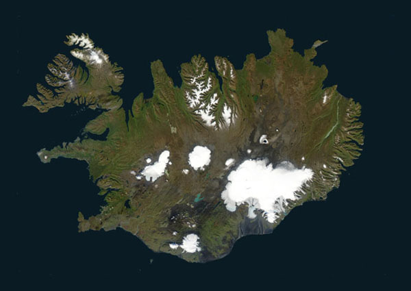 Detailed satellite map of Iceland. Iceland detailed satellite map.