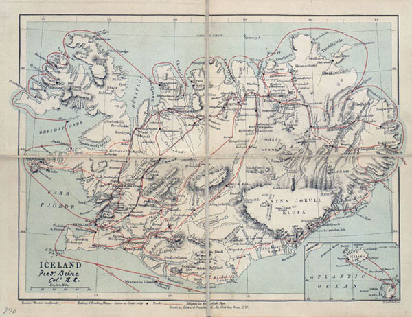 Large detailed old map of Iceland. Iceland large detailed old map.