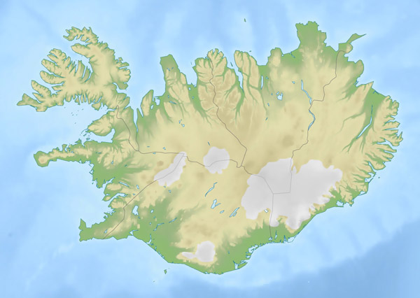 Large elevation map of Iceland. Iceland large elevation map.