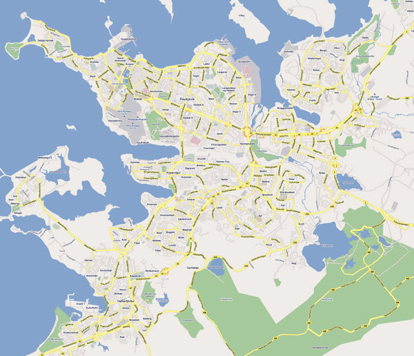 Reykjavik large road map. Large road map of Reykjavik city.