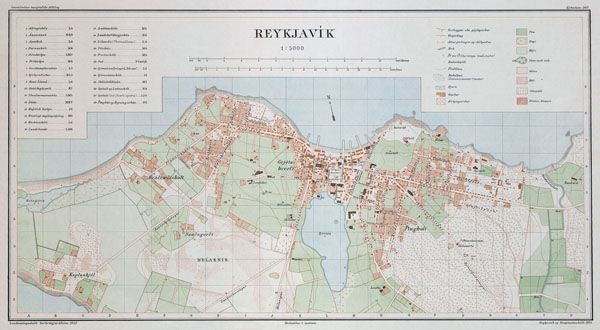 Large scale detailed old map of Reykjavik city - 1903.