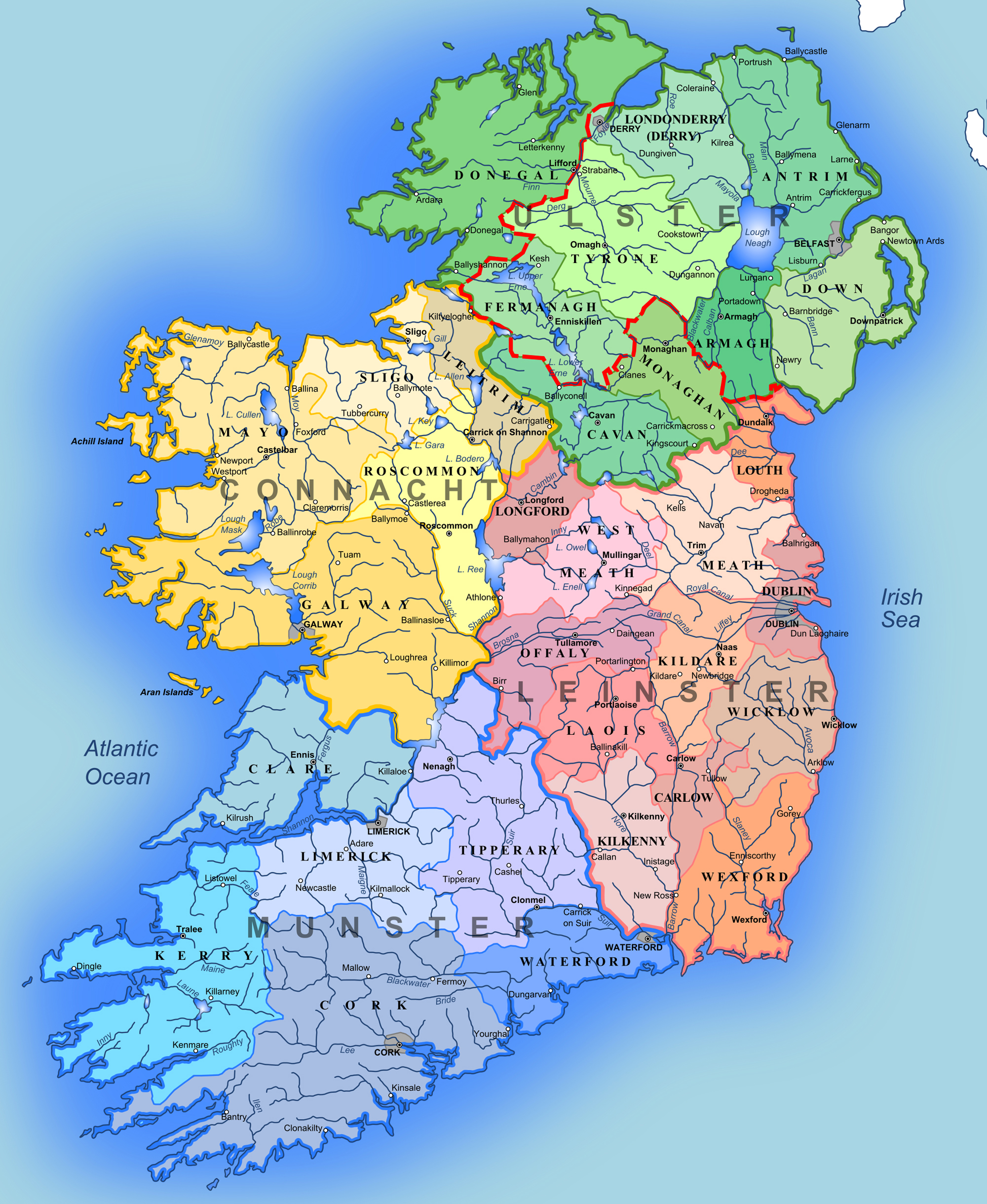 Administrative map of Ireland. Ireland administrative map  Vidiani.com  Maps of all countries 