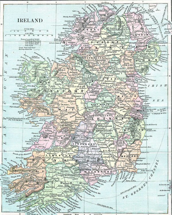 Old map of Ireland. Ireland old map.