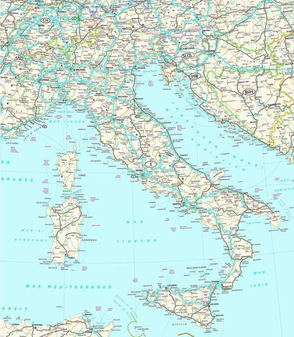 Road map of Italy. Italy road map.