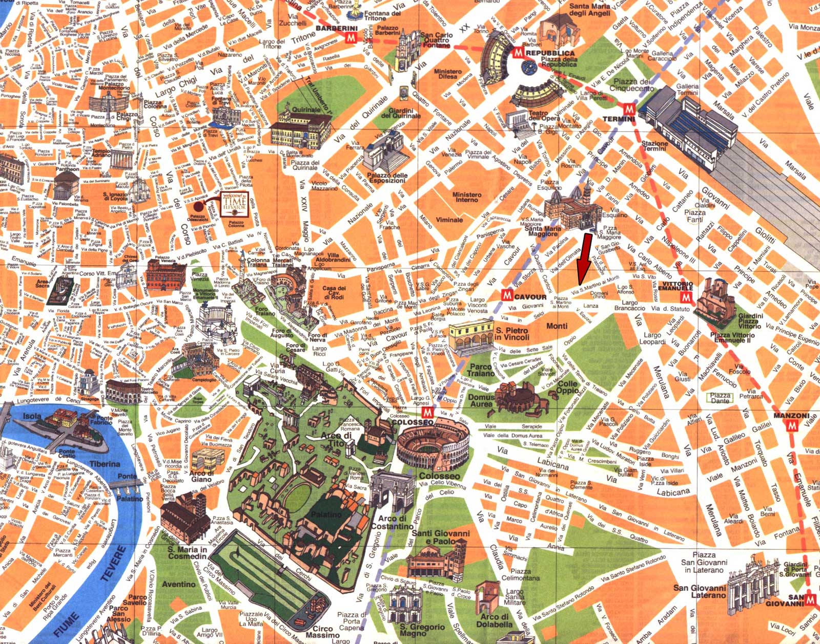 Detailed travel map of Rome city center. Rome city center detailed ...