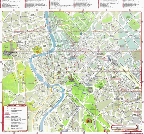 Large detailed map of Rome city.