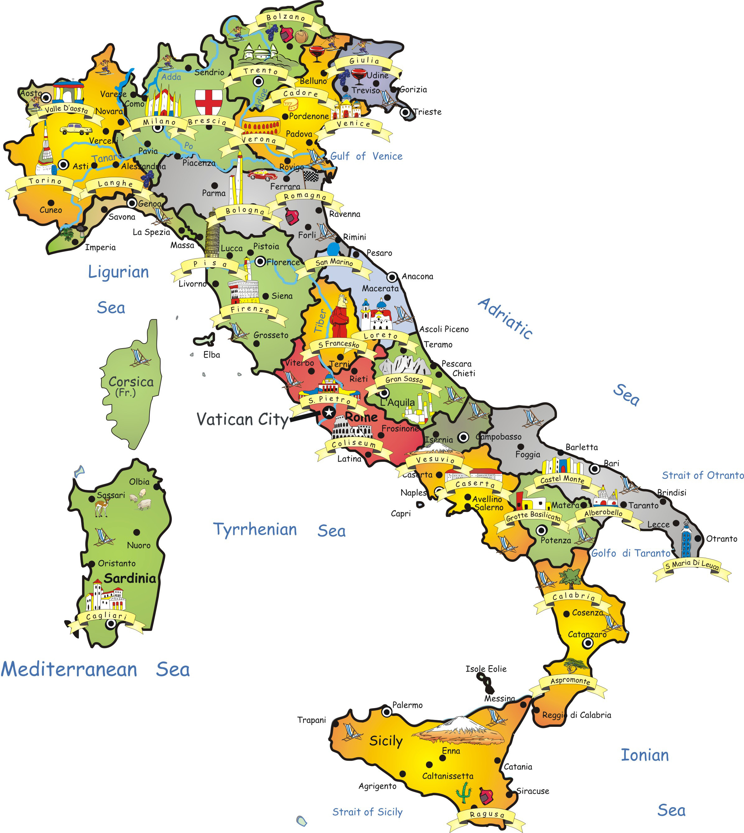 Travel map of Italy. Italy travel map | Vidiani.com | Maps of all