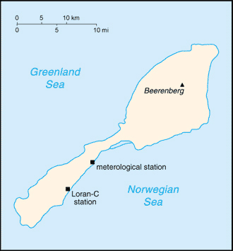 Detailed map of Jan Mayen Island. Jan Mayen Island administrative map.