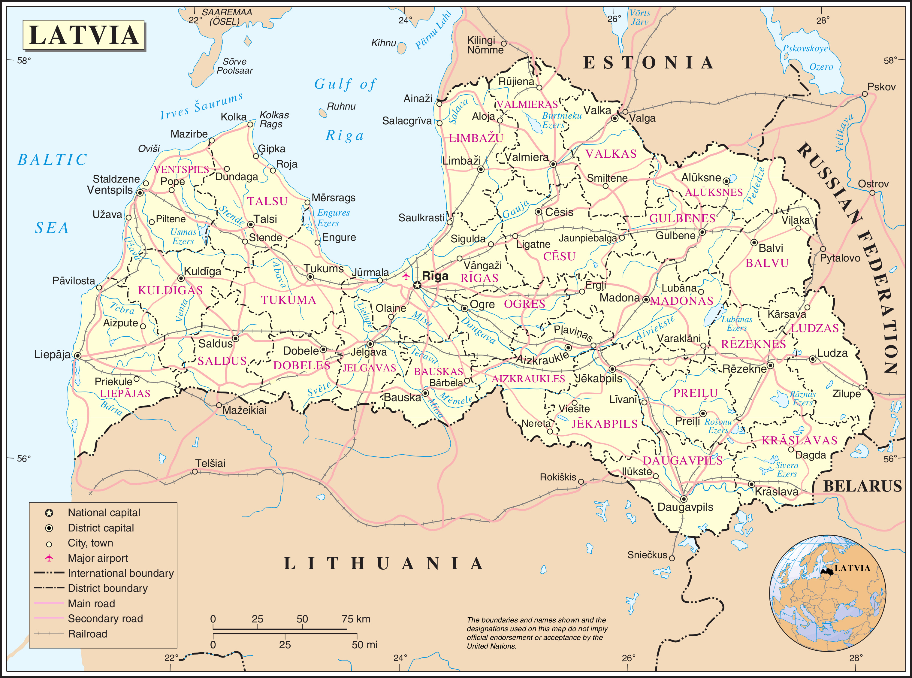 Detailed large political map of Latvia. Latvia detailed large political