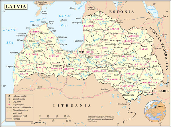 Detailed large political map of Latvia.