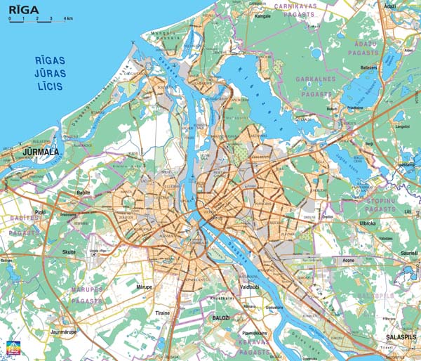 Detailed road map of Riga. Riga detailed road map.