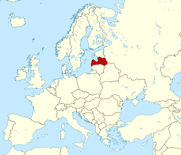Large detailed location map of Latvia.
