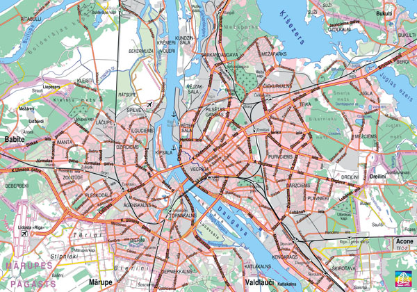 Detailed roads map of Riga. Riga detailed roads map.
