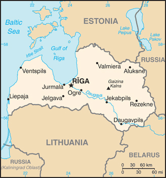 Small map of Latvia. Latvia small map.