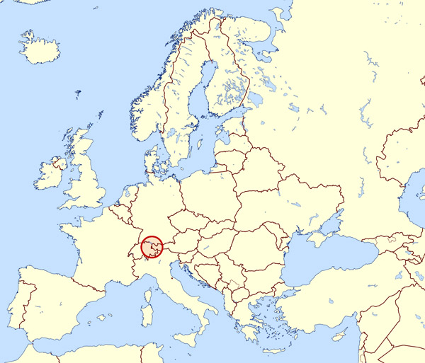 Large location map of Liechtenstein in Europe. Liechtenstein large location map in Europe.