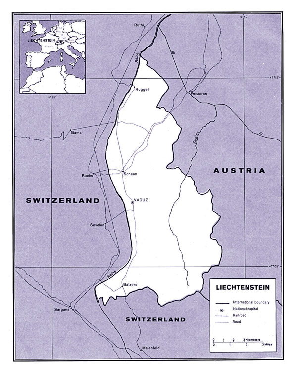 Large political map of Liechtenstein with capital.