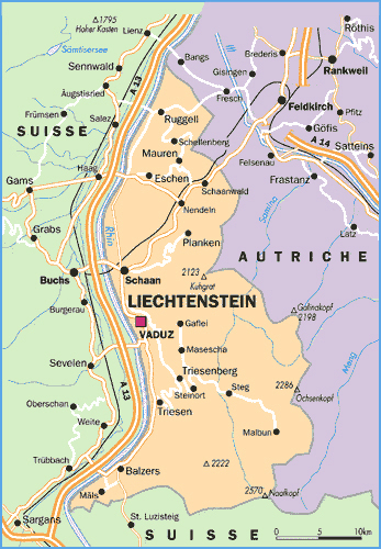 Political map of Liechtenstein. Liechtenstein political map.