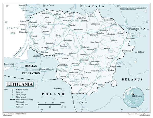 Large detailed political map of Lithuania.